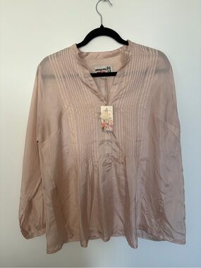 Johnny Was 100% Silk Shaki Blouse - S